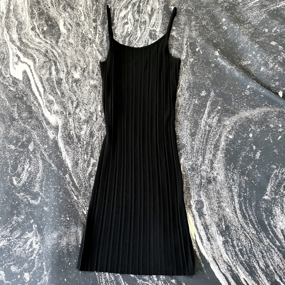 House of Harlow 1960 Black Ribbed Sleeveless Midi Dress Size Medium M
